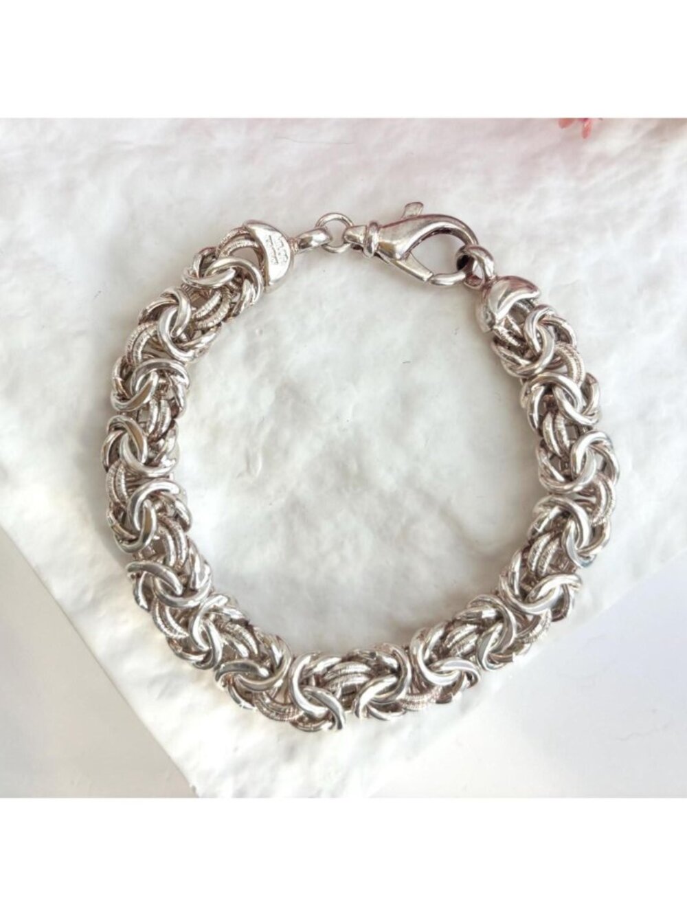 Milor Byzantine Link Chunky Italian Vintage Sterling Silver 925 Bracelet - 7"